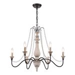 6 Light Classic Countryside Wood-Like Metal Crystal Chandelier French Country Rustic Farmhouse Style Bedroom, Dining Room, Dining Room (D29.5" x H21")