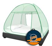 Supreme On Green Mosquito Net for Queen Bed, 6.5 Feet X 6 Feet Green Premium Machardani, Strong and Durable, Tent Type, Foldable, Corrosion Resistant [200 Cm X 180 Cm X 140 Cm]