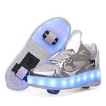 Boys and Girls LED Roller Skates Shoes with Double Wheels Trainers Technical Retractable Skateboarding Shoes for Kids Light up Shiny Luminous Sneakers Best Gift for Party Birthday Christmas Day