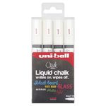 Uni-Ball F804500 522598 uni Chalk Marker, Broad Bullet Tip - White, Pack of 4