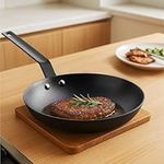Navaris Nitrided Cast Iron Skillet - 10"(25cm) Lightweight & Smooth Frying Pan - Dishwasher Safe - No Re-Season Needed, for Oven, Stovetop, Grill & Campfire, Induction Ready