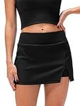 FEOYA Tennis Skirts for Women Golf Athletic Activewear Skorts Mini Summer Workout Running Shorts with Pockets for Ladies Girls Black