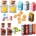 BDSHUNBF 19 Pieces Miniature Food Drink, 1:12 Scale Miniature Dolls House Food Accessories, Mini Food Drink, Miniature Kitchen Accessories, Mini Pretend Play Food Set, for Barbie Doll House