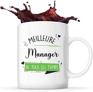 Planetee Mug Meilleure Manager de tous les temps | Idée Tasse Cadeau Travail Boulot Métier Départ Retraite Collègue Femme Anniversaire Noël