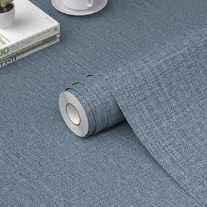 WADILE Grasscloth Peel and Stick Wallpaper 23.6in x 472in, Textured Contact Paper for Cabinets, Faux Linen Wall Paper Pull and Stick, Fabric Vinyl Wallpaper Self Adhesive Navy Blue