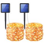 AMIR Solar Powered String Lights, 200 LED Copper Wire Lights, 72ft 8 Modes Starry Lights, Waterproof IP65 Fairy Christmas Decorative Lights for Outdoor, Wedding, Homes, Party, Halloween (Warm White)