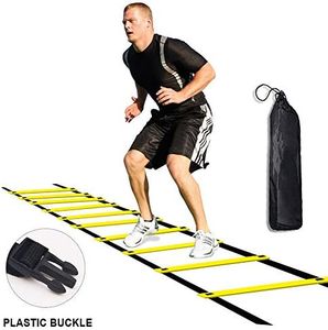 Kxuhivc Ladder for Kids Teens Speed Agility Training Ladders with Carrying Bag 12-Rung Adjustable Jumping Step Rope Exercise Outdoor Athletic Physical Training Football Sports Drills, 12 Rung