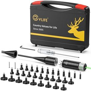 CVLIFE Rechargeable Green Bore Sight Laser Kit Built-in Charging Bore Sighter with 32 Adapters Multi-Caliber Boresighter Fit 0.17 to 12GA Calibers