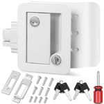 RV Entry Door Lock, Camper Lock, Travel Trailer Door Latch, RV Lock Replacement Kit with Paddle Deadbolt 4 Keys, for Camper Horse Trailer Cargo Hauler Truck, White