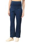 The Mom Store Women's Maternity Knit Denims with Belly Support High Rise Pant | Stretchable Pregnancy and Post Partum Pant | Dark Wash | Dark Blue | Large