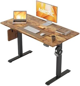 Agilestic Electric Standing Desk, 100 x 60 cm Height Adjustable Sit Stand Desk with Splice Board and Memory Smart Pannel, Home Office Desk, Brown