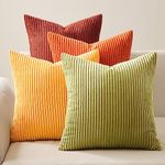 Topfinel Fall Burnt Orange Throw Pillow Covers 16x16 Set of 4,Corduroy Striped Decorative Cushion Cases for Couch Living Room Sofa Guest Bedroom Fluffy,Small Cute Shams