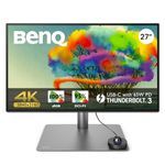 BenQ PD2725U Designer Monitor (AQCOLOR Technology, 27 inch, 4K UHD, P3 Wide Color, Thunderbolt 3, DisplayHDR 400, KVM, Compatible for MacBook Pro M1/M2), black