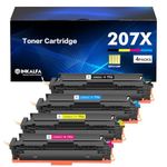 4-Pack 207X Toner Cartridge With Chip for HP 207X 207A 207 Color Laserjet Pro MFP M283fdw M255dw M282nw M283fdn M255nw W2210X W2211X W2212X W2213X M283 M255 M282 - Black Cyan Yellow Magenta