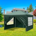 Bonnlo Pop Up Gazebo 3m x 3m with Sides Easy One Person Setup Instant Outdoor Canopy Folding Garden Gazebo Party Tent (Green)