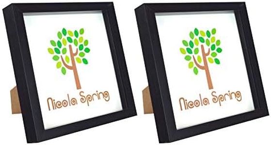 Nicola Spring Picture Box Frame - Black - 8x8" (20x20cm) - Pack of 2 - Standing & Hanging Frames for 3D Letter Displays, Photos, Memorabilia and Special Occasion Memories