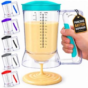 Eggssentials Pancake Dispenser for Batter - Pancake Mix Dispenser Cupcakes, and Muffins – Precision, Mess Free – Cake Mix Dispenser Bottle for Baking & Griddle - Teal Color