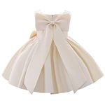 Flower Girl Bowknot Tutu Dress for Kids Baby Wedding Bridesmaid Birthday Party Pageant Formal Dresses Toddler Little Princess First Communion Baptism Christening Dance Prom Gown Champagne 12-18 Months