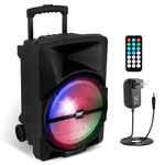 Pyle, Wireless Portable PA Speaker System - 800W Powered Bluetooth Indoor & Outdoor DJ Stereo Loudspeaker with MP3 AUX 3.5mm Input, Flashing Party Light & FM Radio,Black