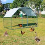 KIMORE Large Metal Chicken Coop, Outdoor Walk-in Chicken Run Cage Hen House with Waterproof & Anti-UV Cover for Backyard Farm Garden, Cage for Rabbits/Cats/Dogs(6.5' L x 9.5' W x 6' H)