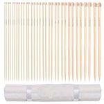 Curtzy Bamboo Knitting Needle Set - 16 Pairs of Wooden Straight Knitting Needles with Storage Case - Single Pointed in Sizes 2mm - 12mm - Each Needle Measures 34cm/13.5 inches - Beginners to Experts