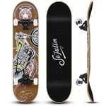 Sefulim 31 x 8 Inch Complete Skateboard 7 Layer Canadian Maple Double Kick Deck Concave Cruiser Trick Skateboard for Boys Girls Teens Adults Beginner