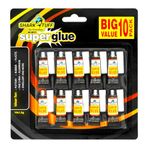 SHARK-TUFF® 10 Pack - Strong Superglue All Purpose General Strong Instant Repair Toughest Adhesive Super glue Gel For Plastic Rubber Leather Shoes Metal Ceramic & More