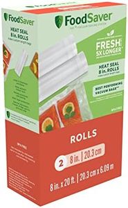 FoodSaver Vacuum Seal Rolls for Custom Fit Airtight Food Storage and Sous Vide, 8" x 20', 2 Pack, Clear