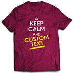 lepni.me Mens T-shirt Custom Keep Calm Any Name or Text Personalized Quotes Gift (XX-Large Burgundy Multi Color)