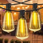 100FT LED Outdoor String Lights, LAMYAR Weatherproof Bright Patio Lights with 50+2 ST38 Shatterproof Vintage Bulbs, Retro Connectable Edison String Lights for Outside, Balcony, Garden, Porch