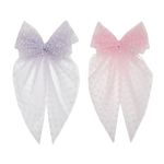 Radhu & Kabby Hair Bows for Women | Bow Hairclips | Girls Net Tail Hairbow | Clips Hair Accessories | Pack of 2 | Net Bows | Purple & Pink Color