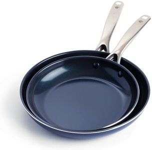 Blue Diamond Cookware Diamond Infused Ceramic Nonstick 9.5" and 11" Frying Pan Skillet Set, PFAS-Free, Dishwasher Safe, Oven Safe, Blue