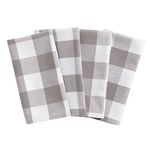 Elrene Home Fashions Farmhouse Living Buffalo Check Napkin Set of 4, 20" x 20", Gray/White 4