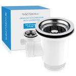 Bächlein Pop Up Drain Fitting with Overflow for the Sink [Diameter 70 mm], Pop Up now also for the Kitchen Sink, Polished Stainless Steel Sink Drain, Overflow Fitting, Drain Valve, Drain Plug