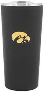 Decorvo Officially Licensed Collegiate Stainless Steel Tumbler - Double Walled Insulated Travel Tumbler with Slide Lid - 18 oz (Iowa Logo - Black)