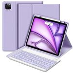 Bettdow for iPad Air 6th Gen M2 13" 2024 Keyboard Case, Detachable Wireless Keyboard, Case with Pencil Holder for iPad Pro 12.9 Inch 3rd/4th/5th/6th Gen 2018-2022, Air 6 M2 13 Inch 2024 (Purple)