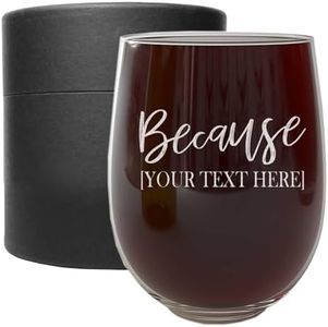 Spotted Dog Company Personalized Mothers Day Etched Monogram 17oz Stemless Wine Glass, Customized Mom Gifts for Women, Customizable Mum Engraved Bridesmaid Birthday Wine Tumbler, Because YTH