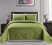 Mk Collection 3pc King/California King Over Size Diamond Bedspread Bed Cover Embossed Solid Sage Green New