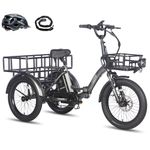 Fafrees F20 Mate E-Bike Tricycle, 20 * 3.0 Inch Foldable Tricycle for Adults, 48V/18.2Ah Removable Battery, Front Rack, Electric Cargo Trike for Senior, Range 110KM (Grey)