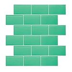 Crystiles 12"x12" Subway Light Green Vinyl Peel and Stick Backsplash Tile,Pro Series Thicker Version, 4-Sheet Pack