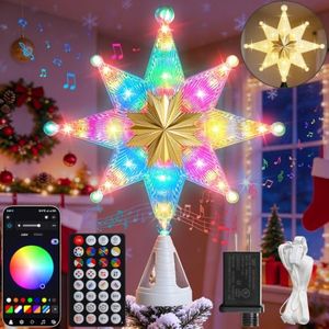 Folhuinsop 10" 48 LEDs Bethlehem Star Tree Topper, Smart Color Change | Shatterproof Plastic, 16 Million Colors, Remote & Smart App Control, Timer, Dimmable, Music Sync