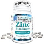 Zinc Picolinate Supplement, 25mg Elemental Zinc, 300-Day Supply, Enhanced Absorption, Vegan, Non-GMO (300 Veggie Caps)