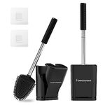 Fowooyeen Silicone Toilet Brush and Holder Set, 2 Pack Automatic Toilet Bowl Brushes with Ventilation Slots Base for Bathroom, Compact Size Cleaning Supplies Toilet Cleaner Brush Black