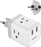 TESSAN Switzerland Plug Adapter, Swiss Travel Power Adaptor with 3 Outlets 2 USB Ports, Plug Converter for US to Switzerland, Liechtenstein, Rwanda, Type J