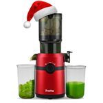 Fretta Cold Press Juicer Machines, Self-Feeding juicer with 108mm&1.0L Feeding Chute for Whole Fruits and Vegetables, Automatic 200W Masticating Juicer, High Yield Juice Extractor, BPA-Free, Red