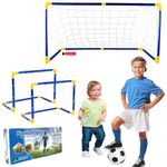 Xwin Sports Kids 2 x Mini Soccer & 1 Large Goal Net for Kids Mini Net + Ball Set with Pump Portable Folding Youth Soccer Goal Set Physical Games for Kids Toddlers Gift for Boy Girl for 3+ Years