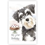 Schnauzer Dog Birthday Card, Schnauzer Dog Greetings Card, Schnauzer Dog.