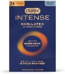 Durex Intense Nitrile Condoms, Ultra Thin Premium Non Latex Condoms Lubricated with Silicone Lube, 24 ct