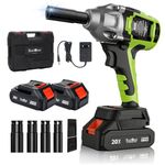 Roleader 20V Brushless Cordless Impact Wrench, 1/2 Inch Impact Driver with Adjustable Torque, Max Torque 550N.m 2300 RPM Variable Speed, 2 * 2.0Ah Li-Ion Battery and 1 Hour Fast Charger