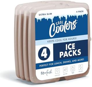 Cool Coolers by Fit & Fresh Slim Ice Packs, Quick Freeze Reusable Ice Packs for Lunch Boxes & Coolers, Long-Lasting, Space Saving Lunch Ice Packs, Taupe, 4Pk